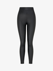 Legging uni en simili - Noir - 1