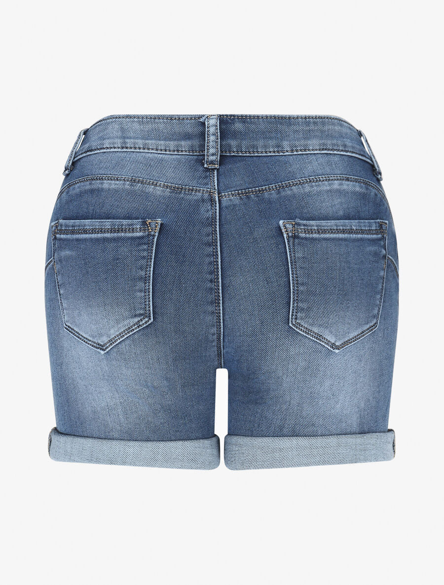 Short en jean coupe skinny - Bleu - 2