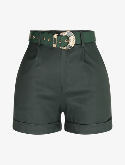 Short en simili à revers - Vert sapin - 5