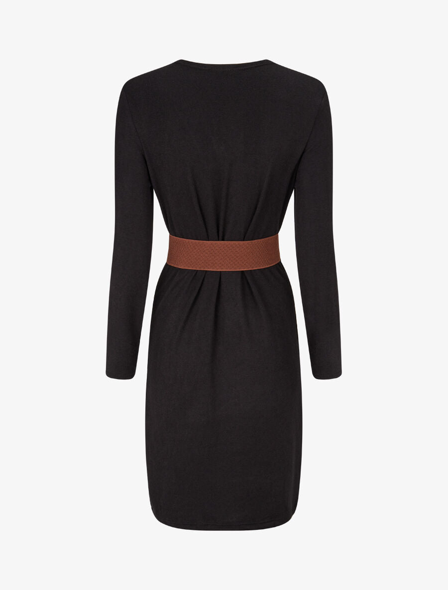 Robe pull col V fantaisie irisé - Noir - 2