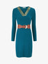 Robe pull col V fantaisie irisé - Bleu lagon - 4