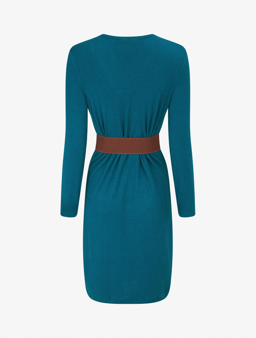 Robe pull col V fantaisie irisé - Bleu lagon - 2