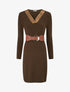 Robe pull col V fantaisie irisé - Marron - 4