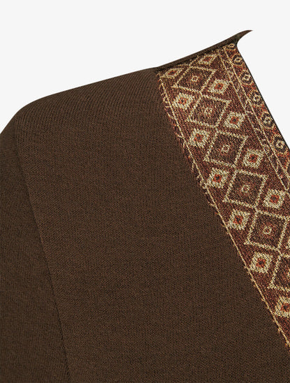 Robe pull col V fantaisie irisé - Marron - 3
