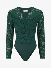 Body en dentelle doublée - Vert - 4