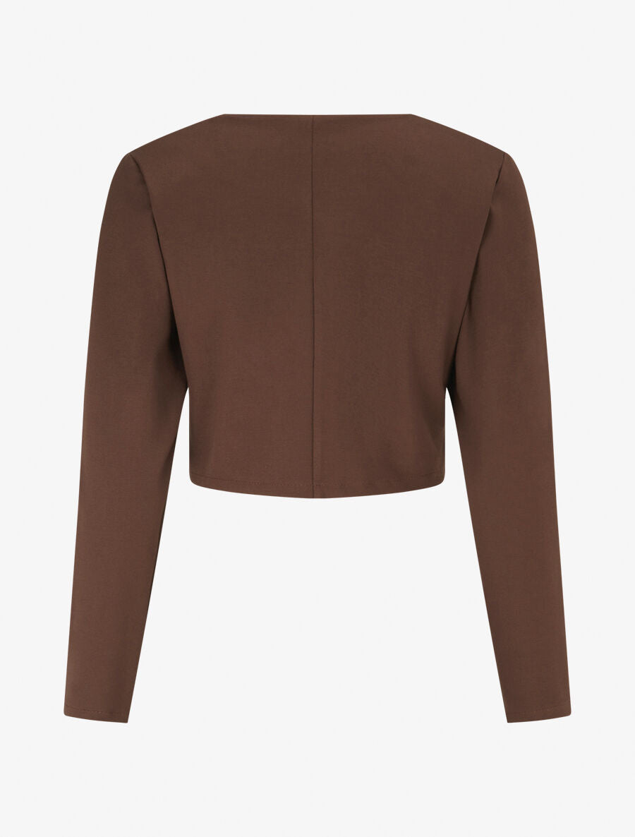 Veste courte à bandes stylisées dorées - Marron - 2