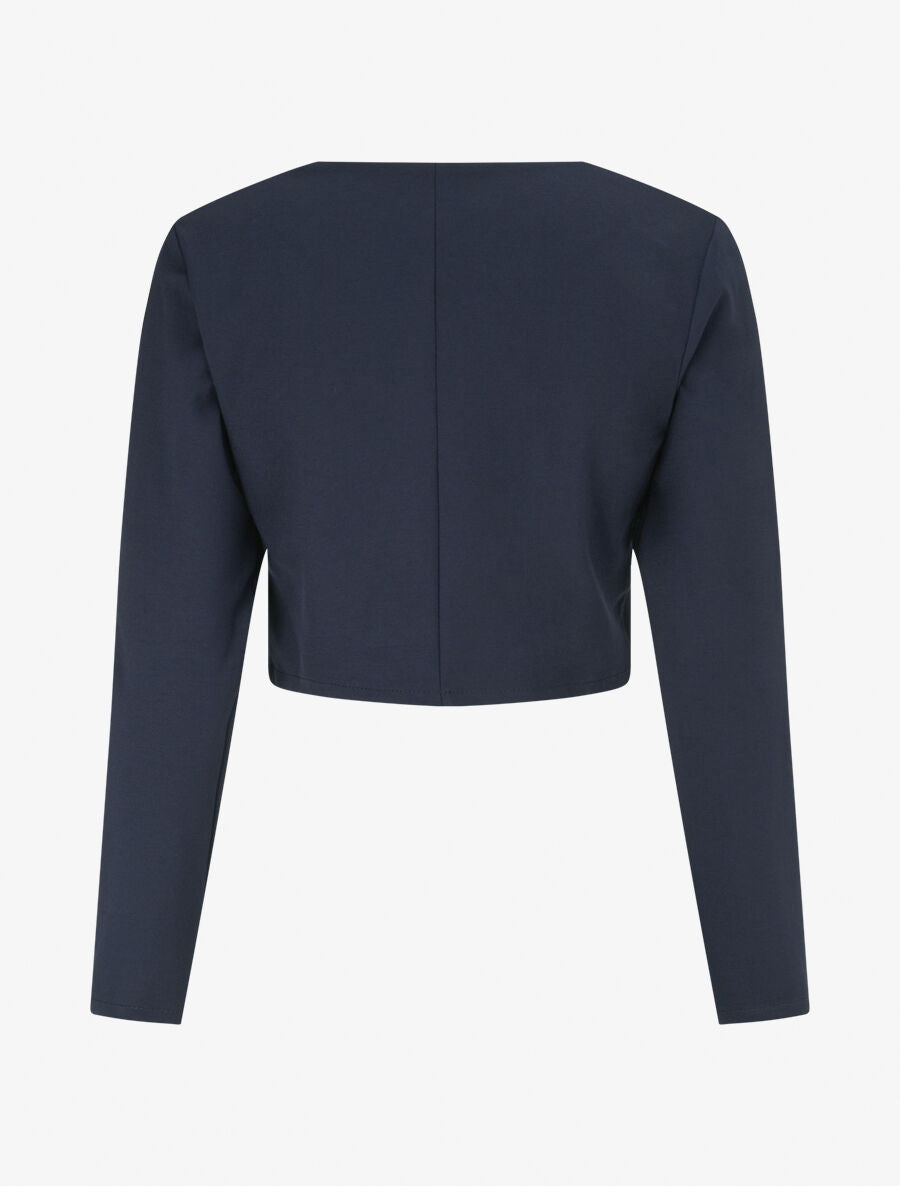 Veste courte à bandes stylisées dorées - Marine - 2