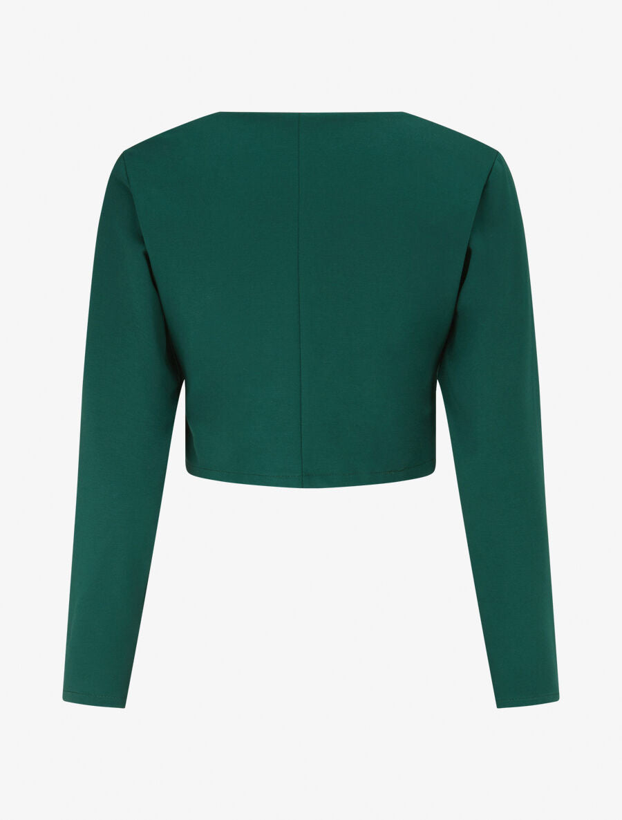 Veste courte à bandes stylisées dorées - Vert - 2
