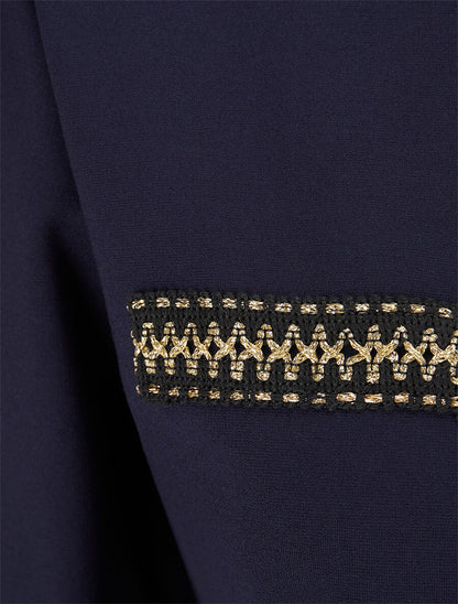 Veste courte empiécement brodé - Marine - 3