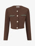 Veste courte empiécement brodé - Marron - 1