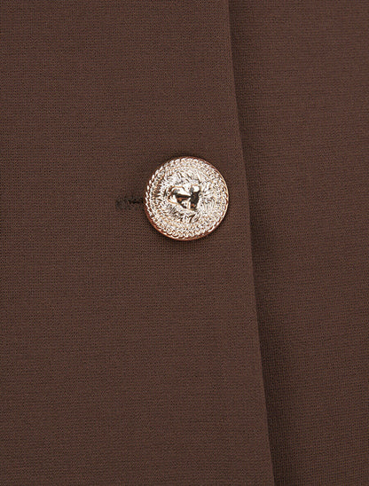 Veste courte empiécement brodé - Marron - 3