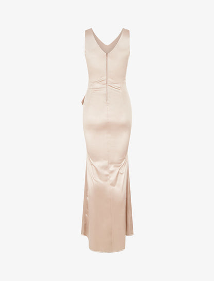 Robe de soirée à pans ondulé - Beige - 2