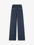 Pantalon droit à poches brodées - Marine - 1