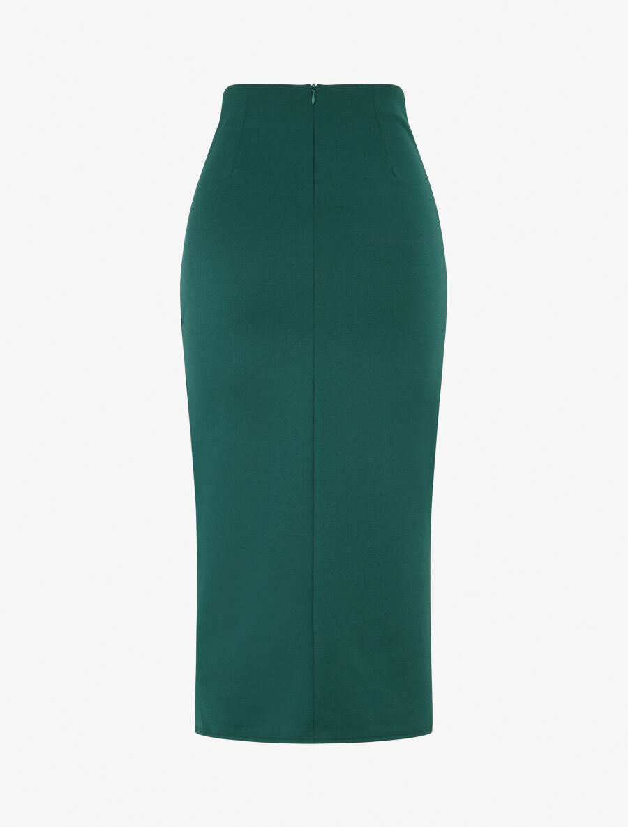 Jupe longue uni effet portefeuille - Vert - 2