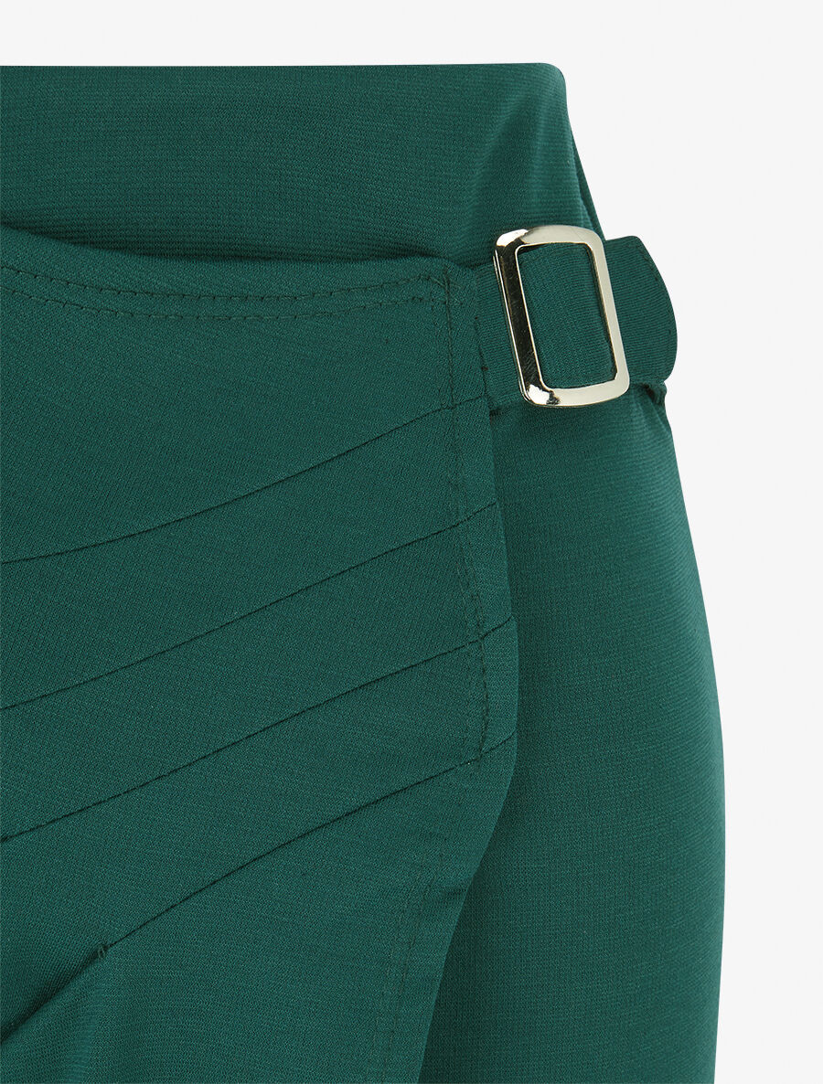 Jupe longue uni effet portefeuille - Vert - 3