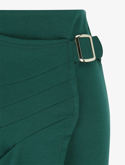 Jupe longue uni effet portefeuille - Vert - 3