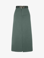 Jupe droite uni fendue - Kaki - 5