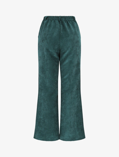 Pantalon uni en velours - Vert sapin - 2