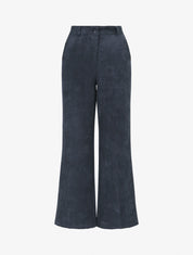 Pantalon uni en velours - Marine - 1