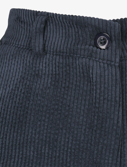 Pantalon uni en velours - Marine - 3