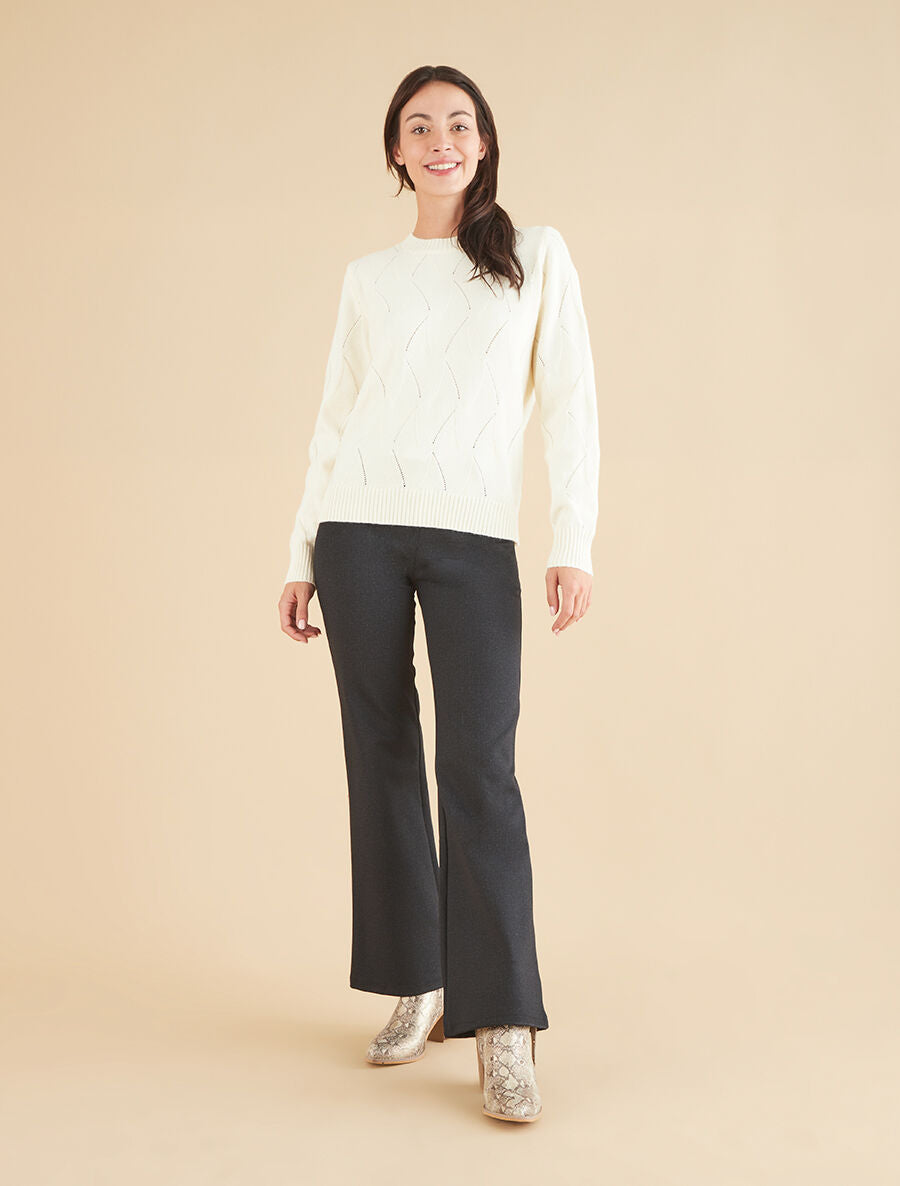 Pantalon flare effet chiné - Anthracite - 4