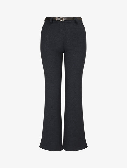 Pantalon flare effet chiné - Marine - 4