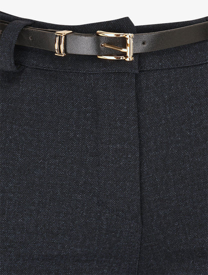 Pantalon flare effet chiné - Marine - 3