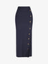 Jupe longue fendue en maille - Marine - 5