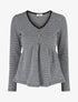 Pull imprimé fantaisie à col V - Noir - 1