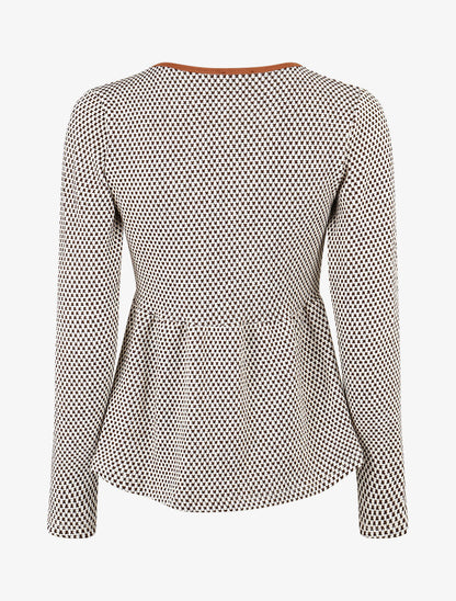 Pull imprimé fantaisie à col V - Marron - 2