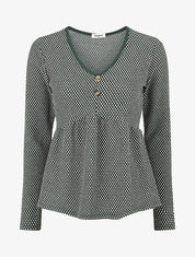 Pull imprimé fantaisie à col V - Vert sapin - 4