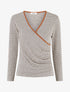 Pull imprimé fantaisie à col cache-coeur - Marron - 1