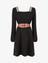Robe fluide à col carré stylisé - Noir - 1