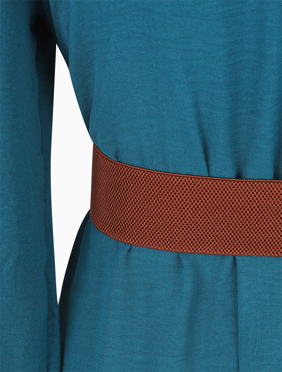Robe fluide à col carré stylisé - Bleu pétrole - 3