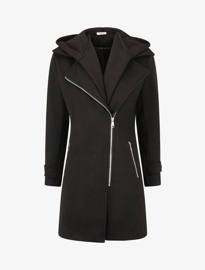 Manteau à empiècement style sweat - Noir - 4
