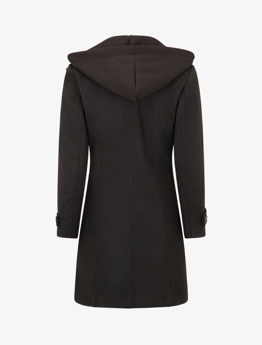 Manteau à empiècement style sweat - Noir - 2