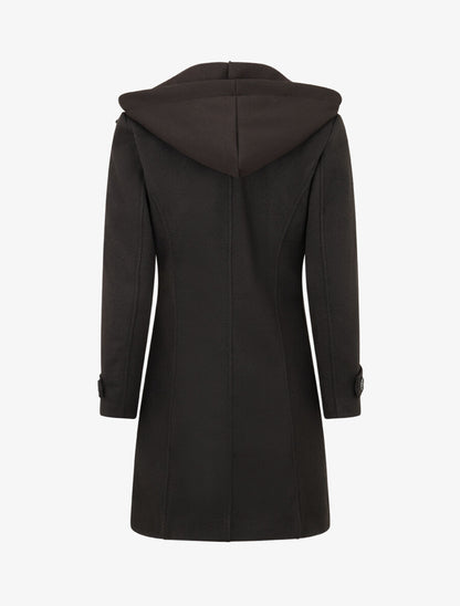 Manteau à empiècement style sweat - Noir - 2