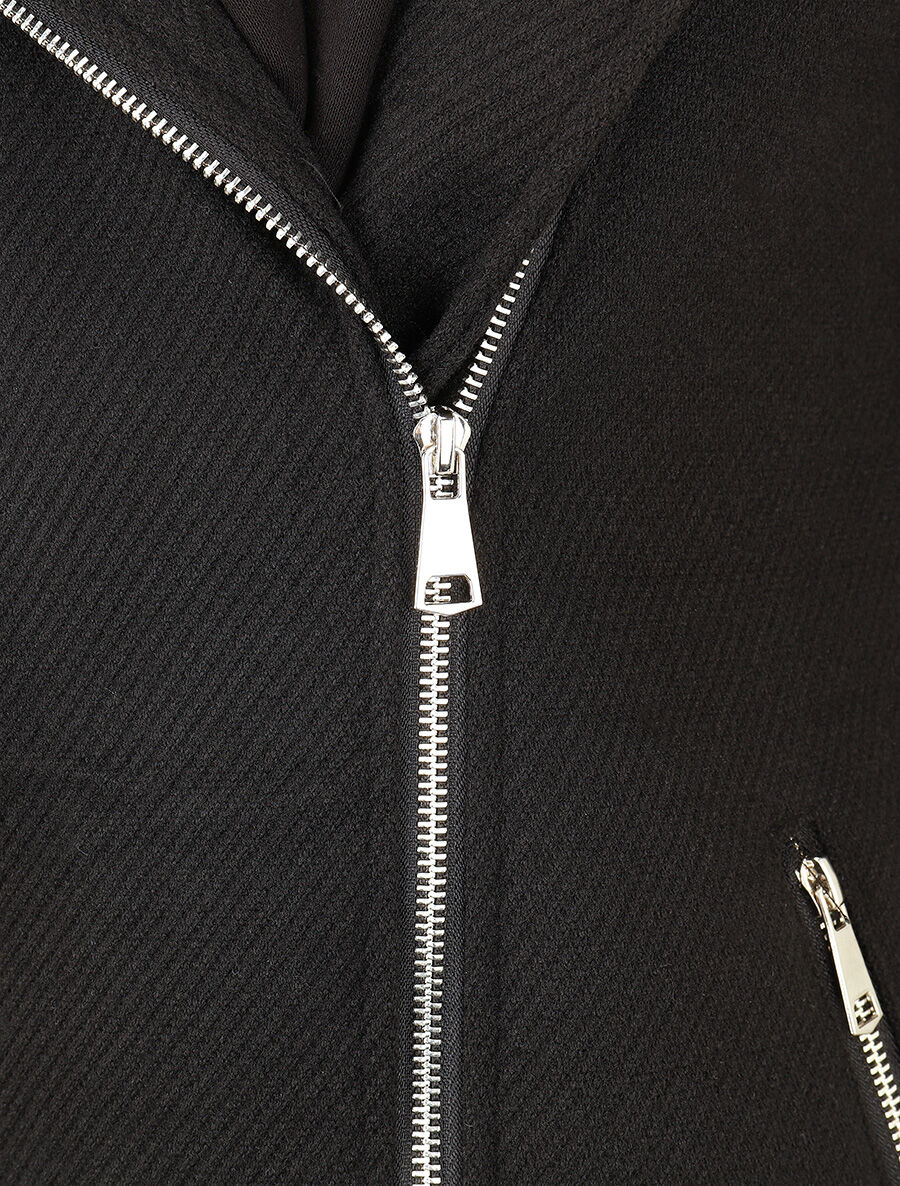 Manteau à empiècement style sweat - Noir - 3