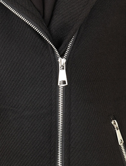 Manteau à empiècement style sweat - Noir - 3