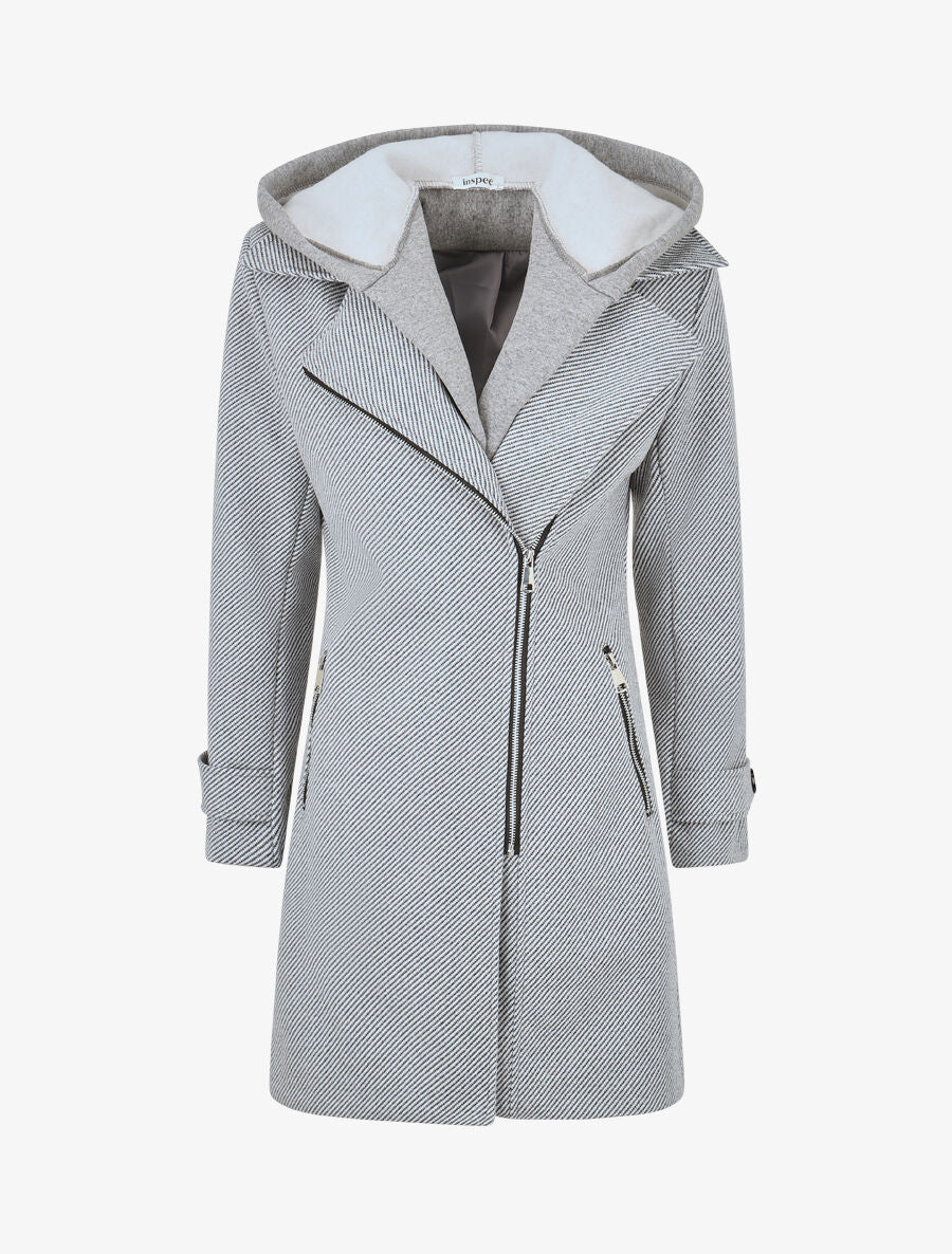 Manteau à empiècement style sweat - Gris - 1