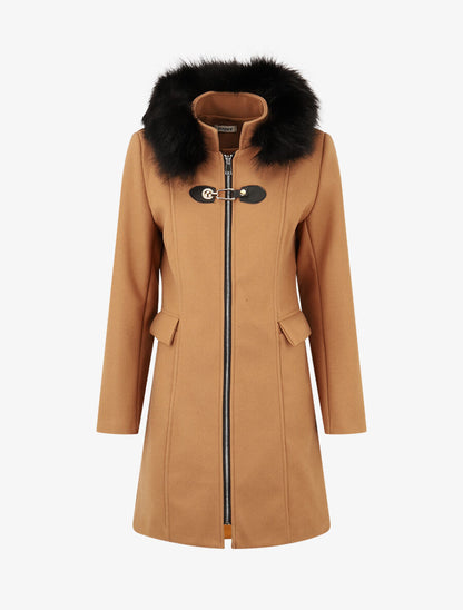 Manteau long unie zippée - Camel - 6