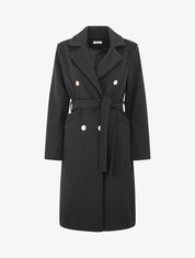 Manteau uni à boutons décoratifs - Noir - 1