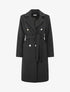 Manteau uni à boutons décoratifs - Noir - 1