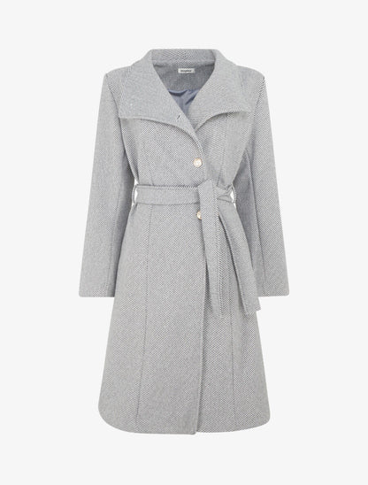 Manteau long uni à boutons marins dorés - Gris/noir - 1