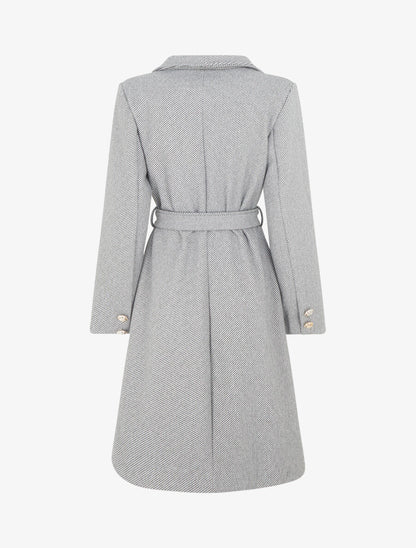 Manteau long uni à boutons marins dorés - Gris/noir - 2