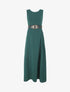 Robe longue unie style portefeuille - Vert sapin - 4