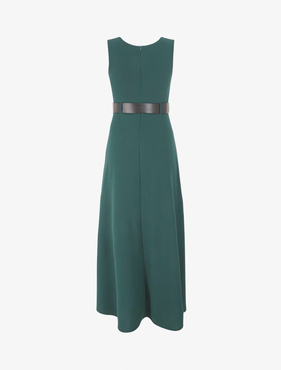 Robe longue unie style portefeuille - Vert sapin - 2