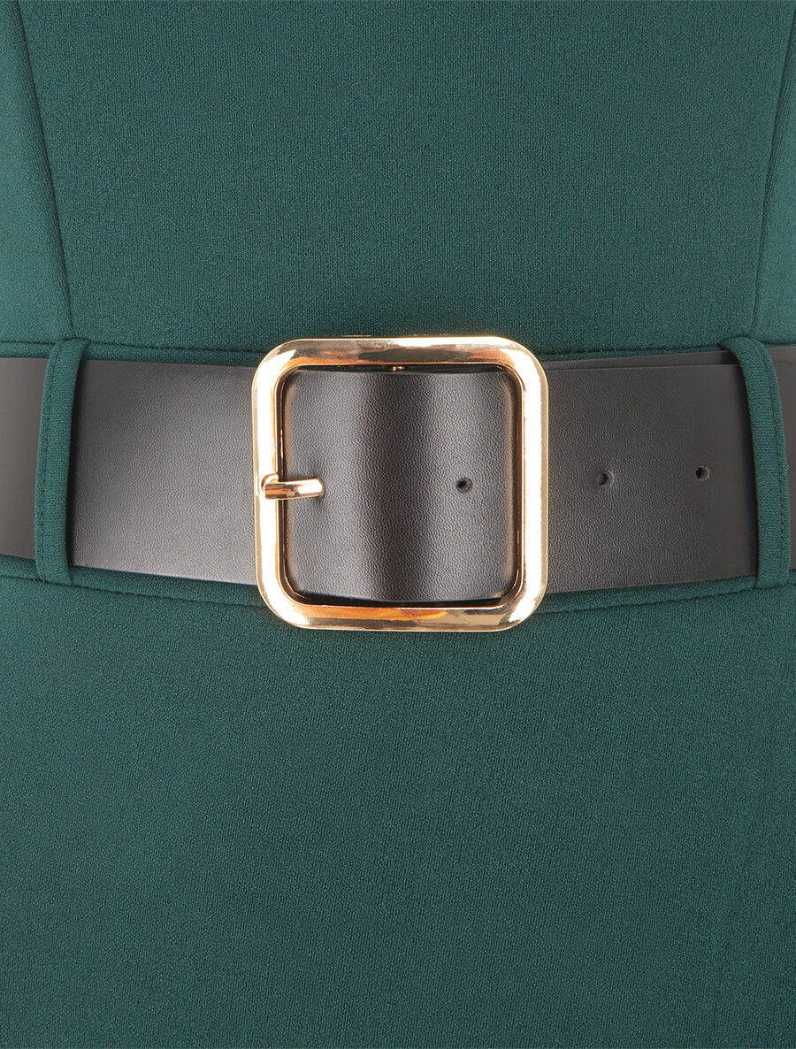 Robe longue unie style portefeuille - Vert sapin - 3