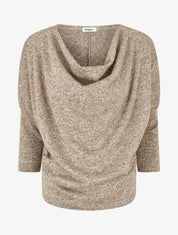 Pull fin strassé à col bénitier - Beige chiné - 4