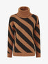 Pull rayé à col roulé - Camel - 4